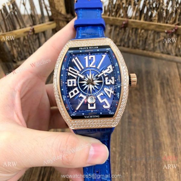 Copy Franck Muller Geneve Vanguard Diamond Watch Rose Gold Black Dial 1