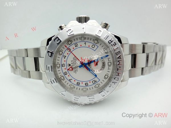Copy Rolex Yacht-Master II Stainless Steel White Face Watch 44mm 1