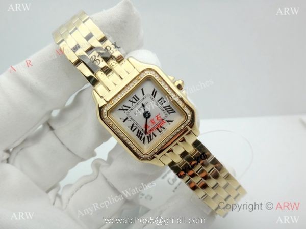 High Quality Cartier Panthere 22mm Women Watch All Gold Diamond Bezel 1