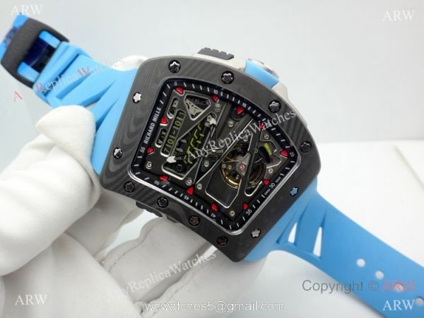 Swiss Grade 1 Richard Mille RM 70-01 Carbon Case Blue Rubber Strap Watch 1