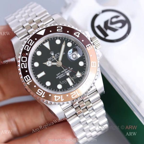 KS Factory Replica Rolex GMT Master II Swiss ETA Black Dial Watch Rolex 126710BLRO 1