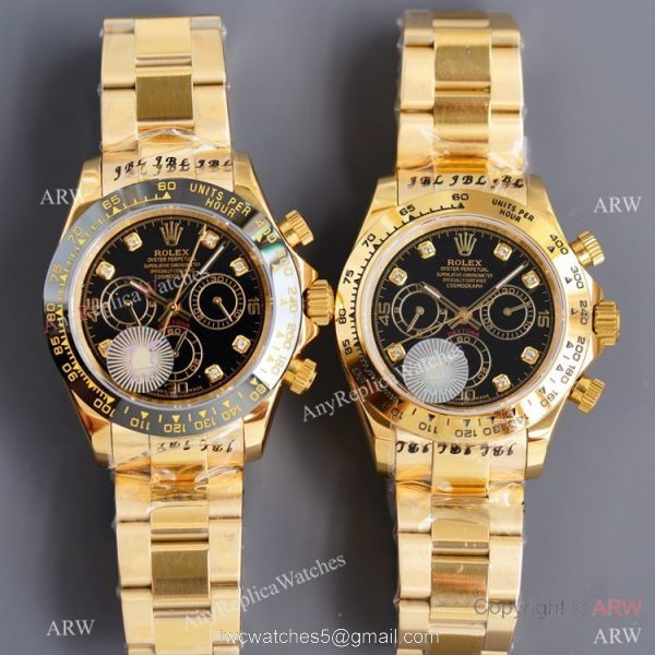 Swiss Quality Rolex Daytona 40mm Watch Black Ceramic Bezel Yellow Gold 1