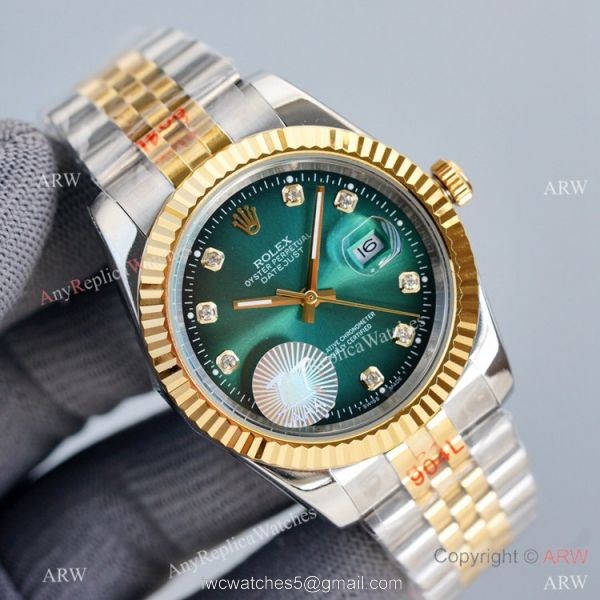 Swiss Quality Rolex Datejust ii 41mm Green Gradient Dial Diamond Markers Jubilee Watch 1