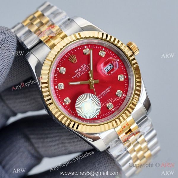 Swiss Quality Rolex Datejust ii 41mm Cherry red Dial Diamond Markers Jubilee Watch 1