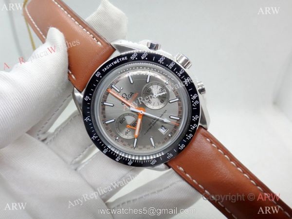 Omega Speedmaster Citizen 8215 Watch Brown Leather Strap 40mm 1