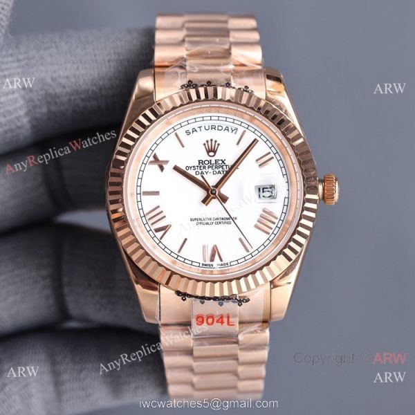 Swiss Quality Rolex Daydate II Citizen 8215 Watch Rose Gold Olive Green Dial 41mm 1