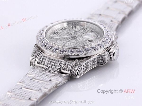 Replica Rolex Submariner 116610 Silver Diamond Iced Out Watch 40mm 1