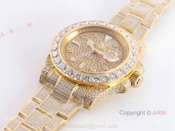 Iced Out Rolex Submariner 116610 All Gold Replica Watches For Men 1