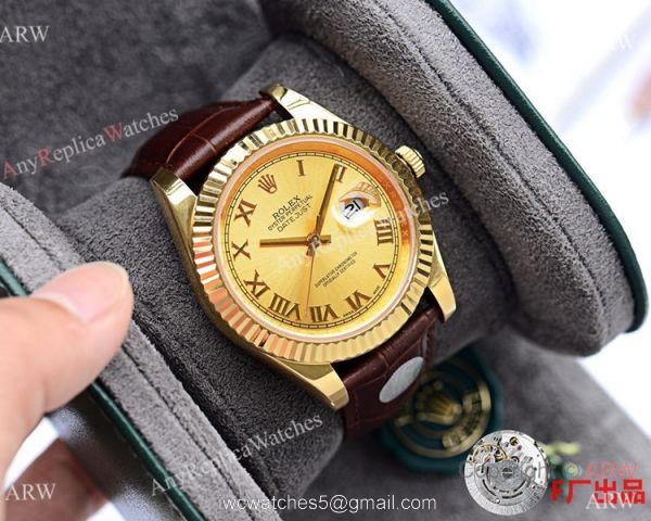 NEW UPGRADED Rolex Datejust II 41mm Men Watches Roman Markers Leather Strap 1