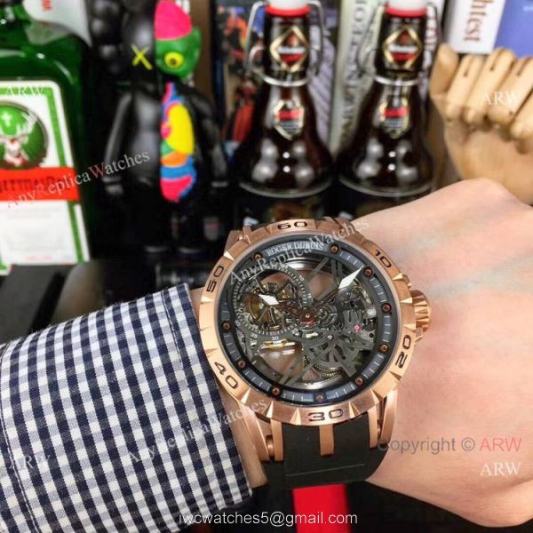 Roger Dubuis Excalibur Spider Rose Gold Skeleton Watches Replica 1