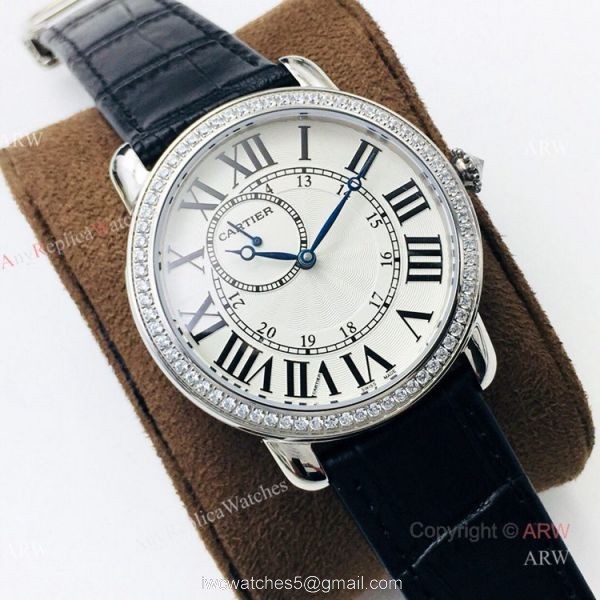 (EGF) New Replica Ronde De Cartier Stainless Steel White Dial Diamond Watches 1