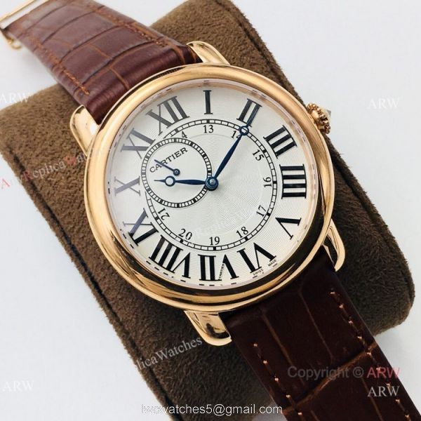 (EGF) New Replica Ronde De Cartier White Dial Rose Gold Automatic Watch 40mm 1