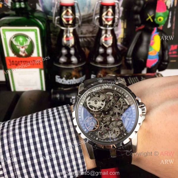 Roger Dubuis Excalibur Spider Men Watches Rose Gold Skeleton Face 1