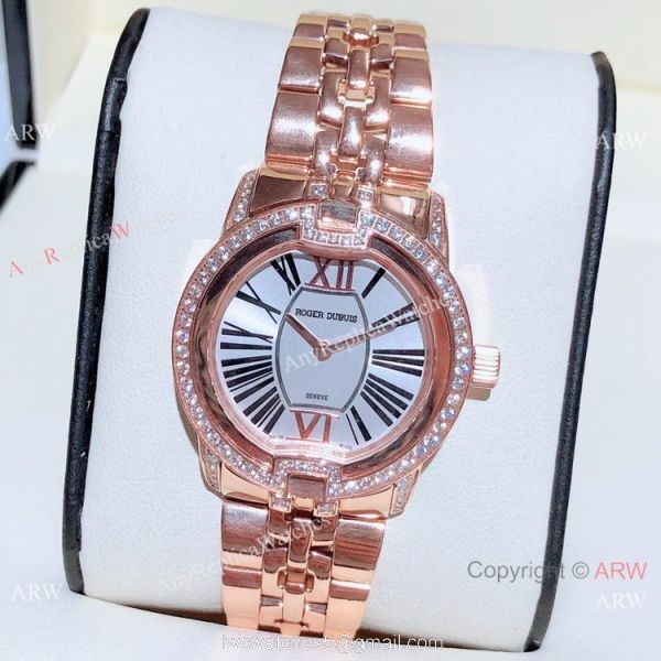 Copy Roger Dubuis Velvet Quartz Watches Rose Gold Black Dial 1