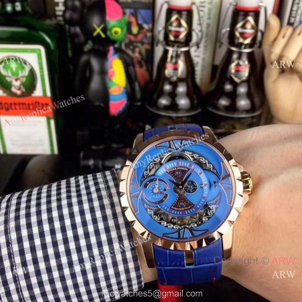 Copy Roger Dubuis Excalibur Quatuor Watches SS Blue Dial 1