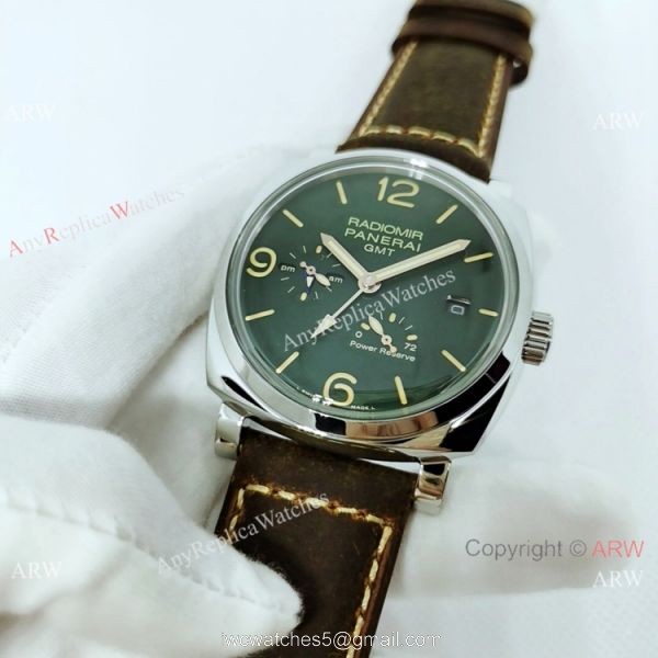 Copy Panerai Radiomir GMT Power Reserve PAM999 Watch SS Dark Green dial 1