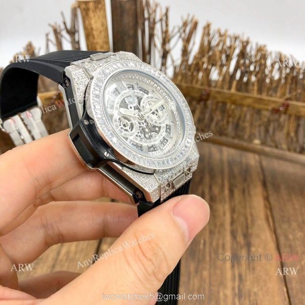 Top Replica Hublot Big Bang Unico Sapphire Full Diamond Watch 45mm 1