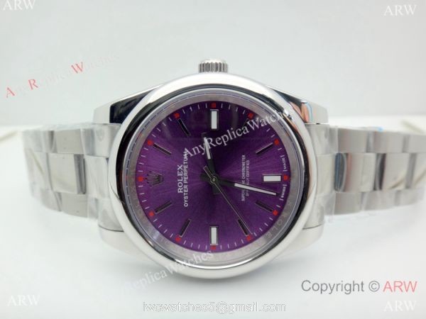 Copy Rolex Oyster Perpetual Purple Dial Stainless Steel Watch 39MM 1