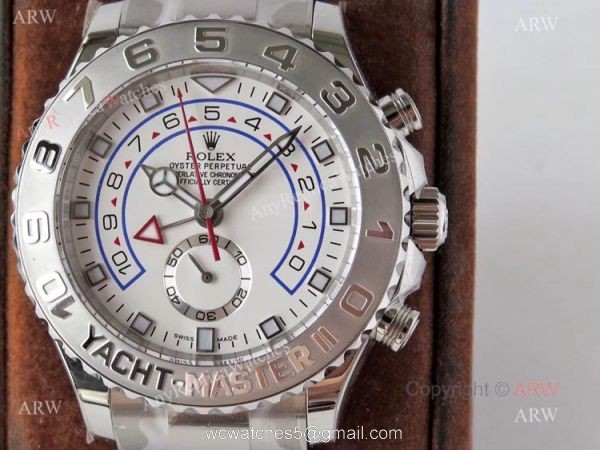 VR Factory New Rolex Yacht Master ii White Face Stainless Steel Fake Watch 1