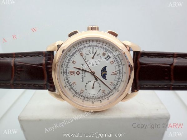 Grade 1A Replica Patek Philippe Geneve Complications Rose Gold SWISS 9100 Watch 42mm 1