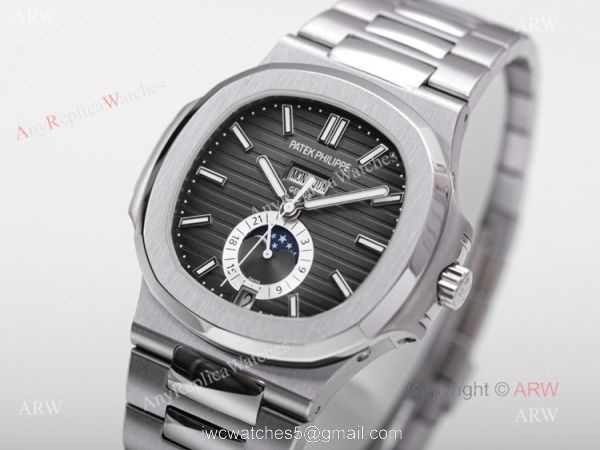V9 Factory Replica Patek Philippe AAA Nautilus 5726 Gray Dial Moon Phase Watch 1