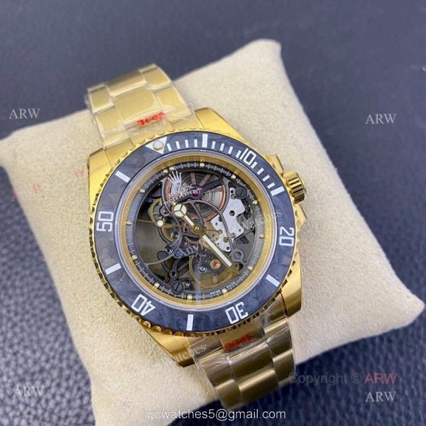 Best Quality Replica VR Factory Yellow Gold Rolex Skeleton Watch 1