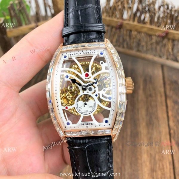 New Copy Franck Muller Cintree Curvex Skeleton Diamond Baguette Watches 1