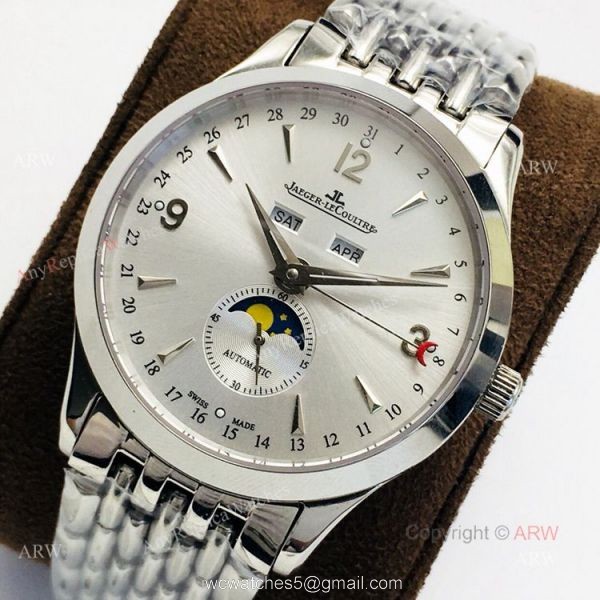 (JLF) Swiss Copy Jaeger-Lecoultre Moonphase Silver Dial Watch For Men 1