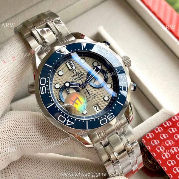 Copy Omega Seamaster 300M Chronograph Watch Stainless Steel White Dial 1