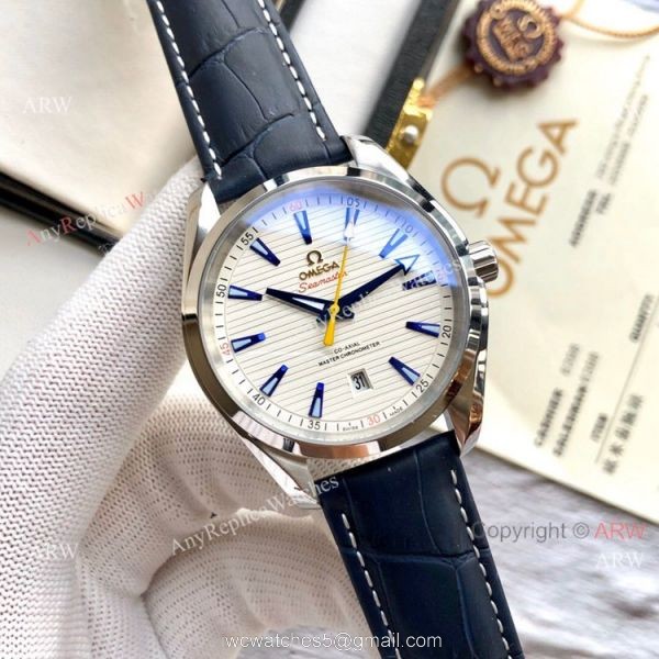 Best Quality Omega Seamaster Aqua Terra Copy Watches Brown Leather Strap 1