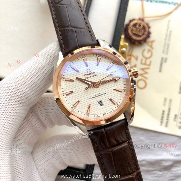 Best Quality Omega Seamaster Aqua Terra Copy Watches 2-Tone Rose Gold 1