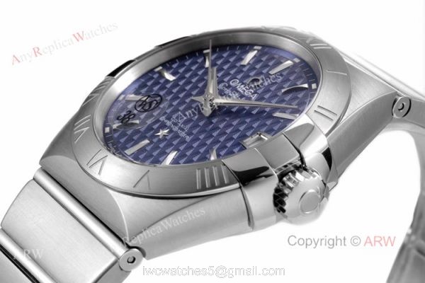 New vsf Watches Swiss Omega Constellation Blue Dial Stainless Steel Replica Watches 1