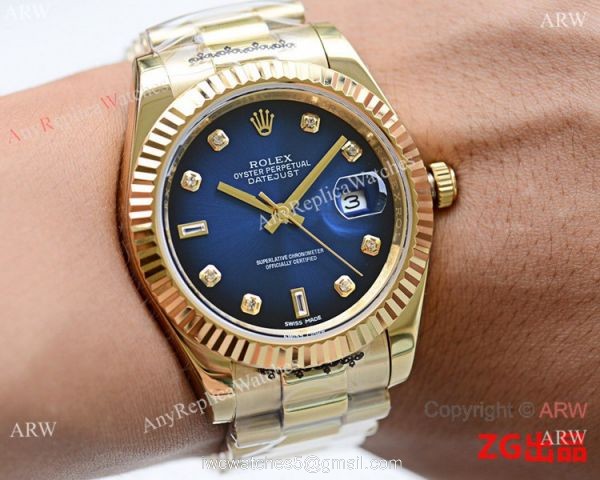 Fake Presidential Rolex Oyster Perpetual Datejust II All Gold Silver Dial 1
