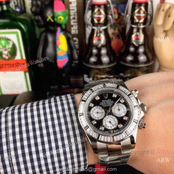 Rolex Daytona Rose Gold Diamond Bezel Watches New Copy 1