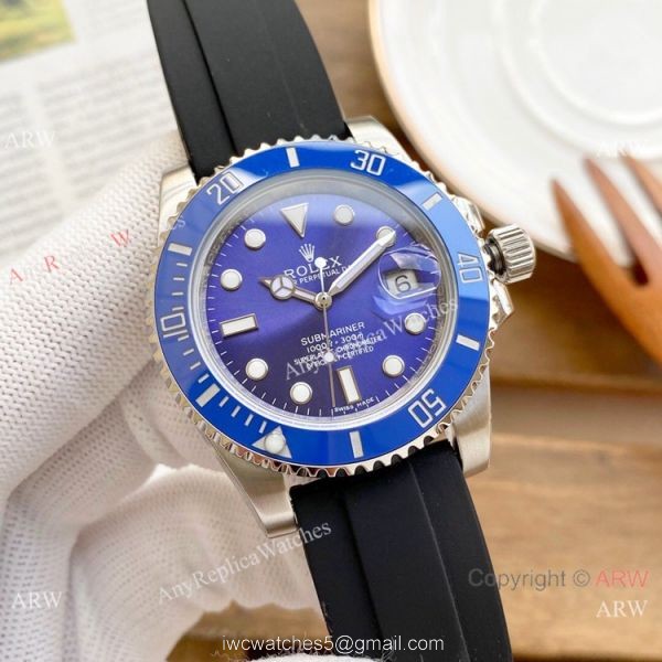 Best Quality Rolex Submariner Clone Green Dial Rubber Strap Watches 40mm 1
