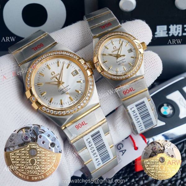 AAA Replica Omega Couple Watch Omega Constellation Diamond Bezel Automatic Watches 1