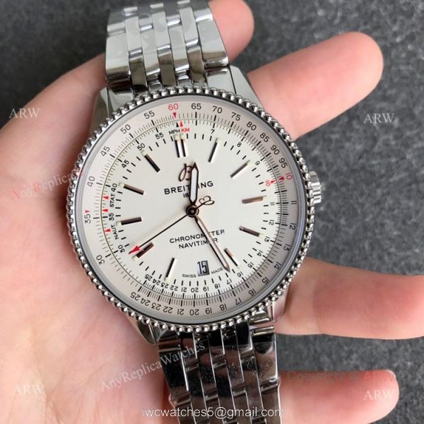 New Breitling Navitimer B01 White Dial Replica Watches 41mm 1