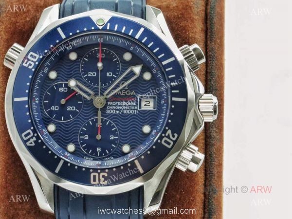 Swiss Replica Omega Seamaster Diver 300M Blue Wave Dial ETNZ Limited Edition Watch 1
