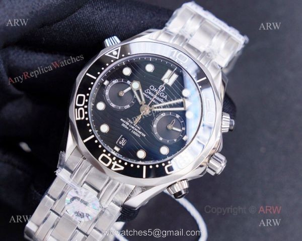 (TW) New Omega Seamaster Diver 300m Chronograph Black Dial Swiss Replica Watches 1