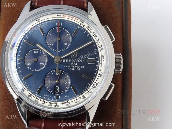 (BLS) New Breitling Knockoff Watches For Sale Replica Breitling Premier Chronograph Blue Face Watch 1