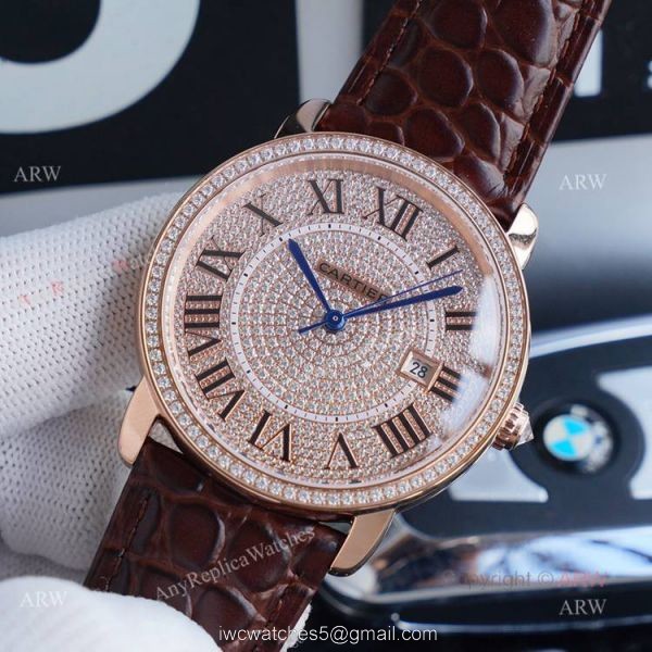 High Quality Cartier Ronde Solo 42mm rose gold Diamond Replica Watch 1