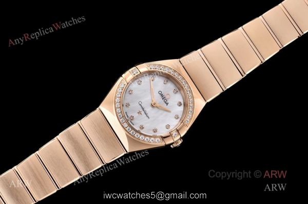 Swiss Quartz Replica Omega Constellation Rose Gold Diamond Ladies Watch 25mm 1