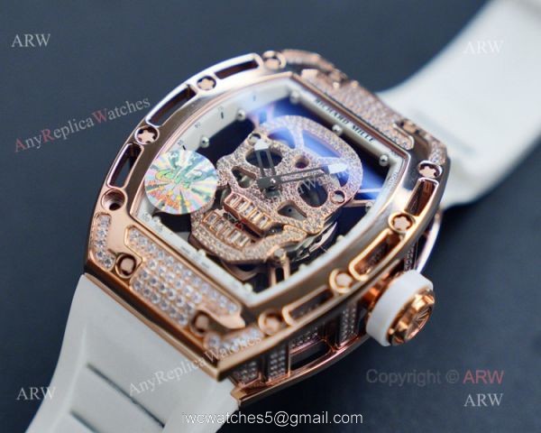 Replica Richard Mille Skull RM052 Rose Gold Diamond Watch 1