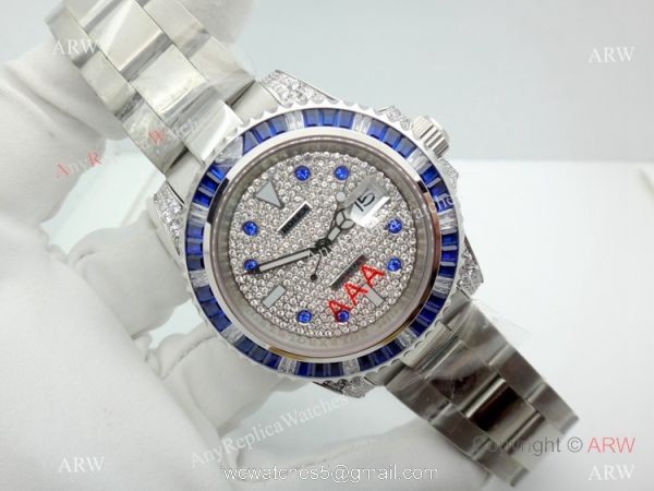 Best Replica Rolex Submariner Stainless Steel Iced Out Diamond Watch 40MM 1