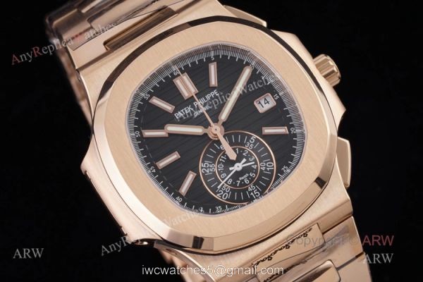 3K Factory Patek Philippe Nautilus Rose Gold 5980 Chronograph Swiss Replica Watches 1