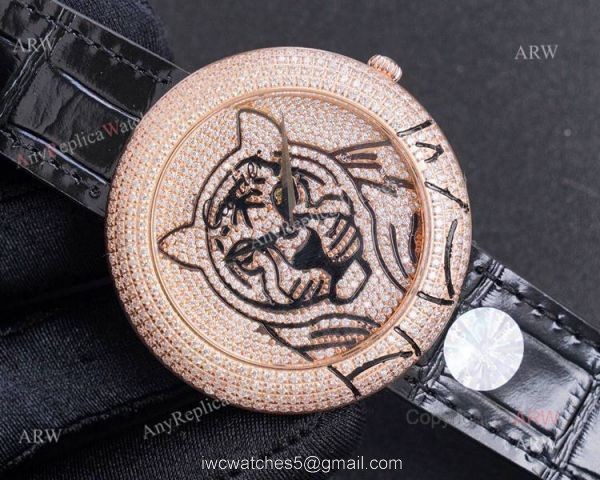 Swiss Copy Cartier Panther Rose Gold Diamond Watch For Men 1