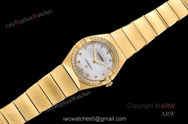 GF Factory Yellow Gold Omega Constellation Quartz Swiss Made Knockoff Watch 25mm 1