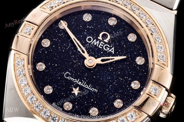 GF Factory Swiss Replica Omega Constellation Two Tone Rose Gold Diamond Watch With Black Aventurine Dial 1