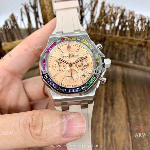 Women Audemars Piguet Royal Oak Offshore Watches Rainbow Bezel AP Watch 1