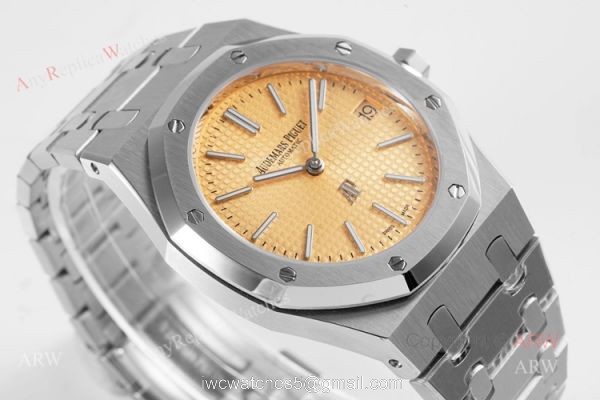 Swiss Replica Audemars Piguet Royal Oak 15202 Gold Dial Stainless Steel Watch 39mm 1